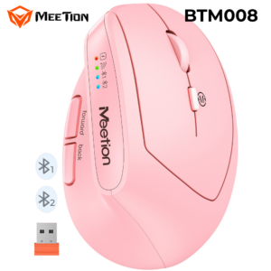Chuột đứng không dây Meetion BTM008 Dual Mode Bluetooth + USB 2.4GHz thiết kế công thái học tích hợp pin sạc