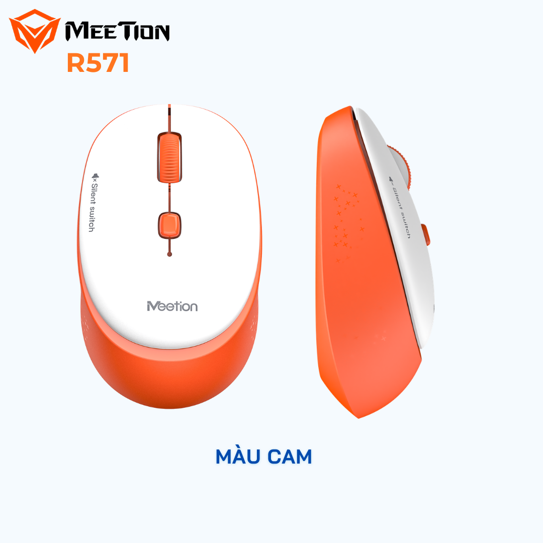 Chuột không dây Meetion R571 chống ồn kết nối USB 2.4GHz thiết kế công thái học sử dụng pin AA