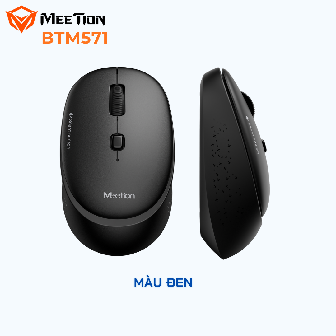 Chuột không dây Meetion BTM571 chống ồn Dual Mode Bluetooth + USB 2.4GHz tích hợp pin sạc