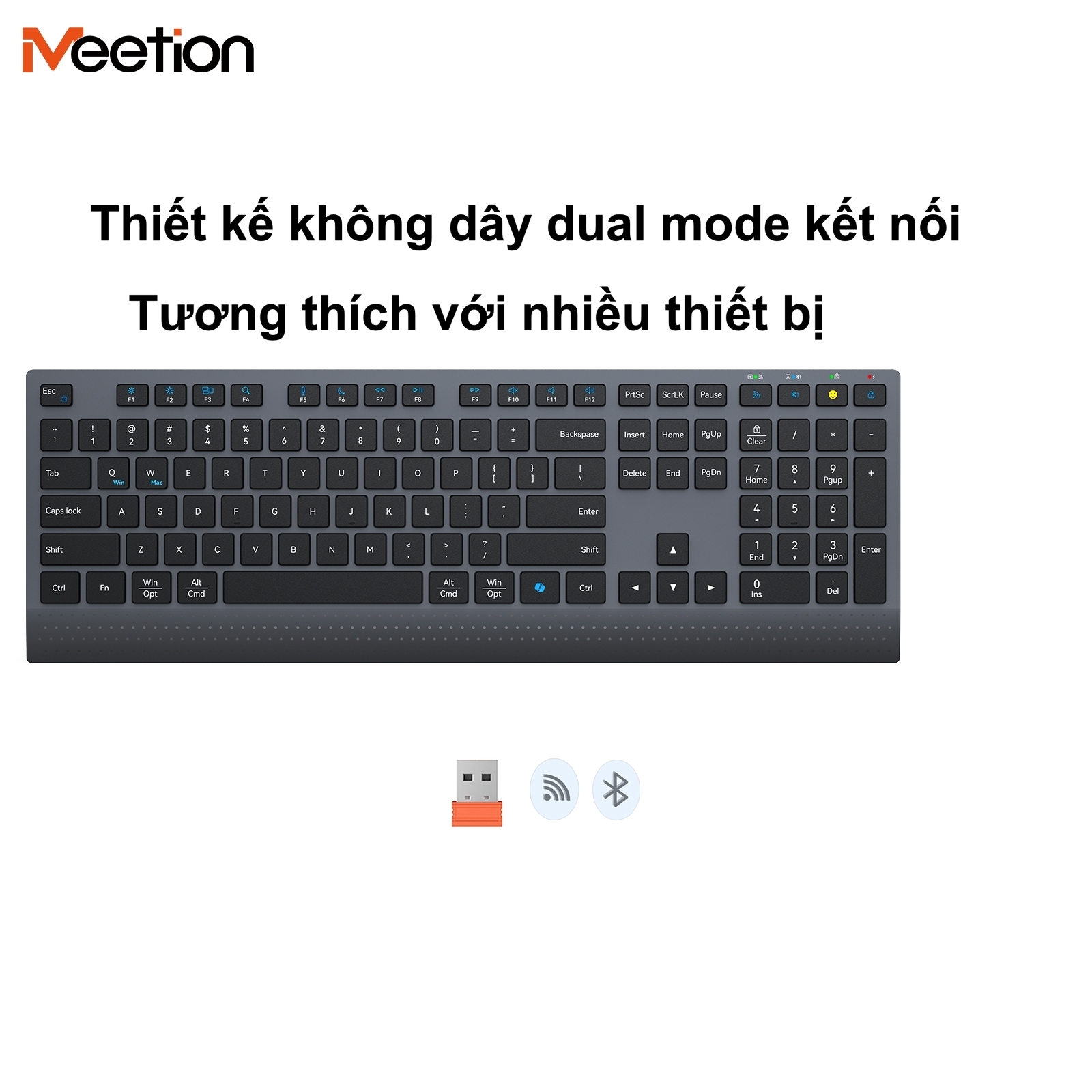 Meetion BTK2000 – Bàn phím không dây Silent Bluetooth 2.4G Type-C